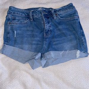 Blue denim short shorts